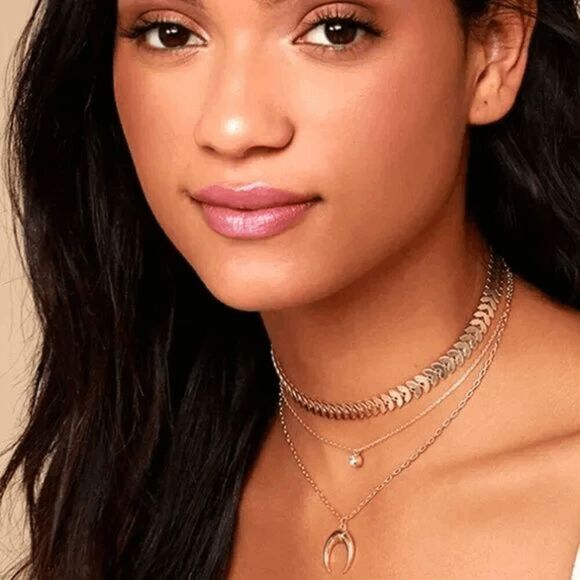 2/$21 Gold Triple Moon Pearl Necklace - Picture 2 of 4